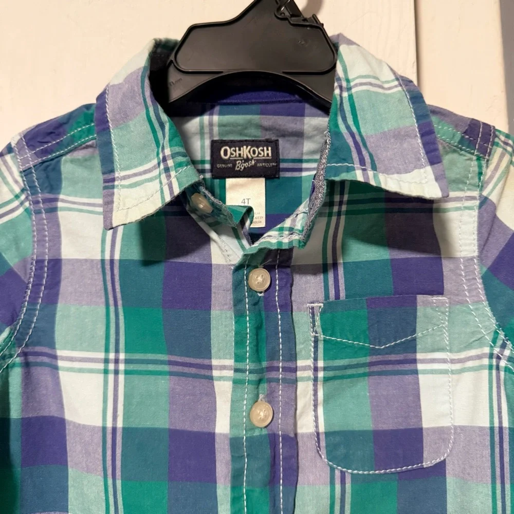 Kids OshKosh B'gosh Green & Blue Plaid Button-Down Shirt